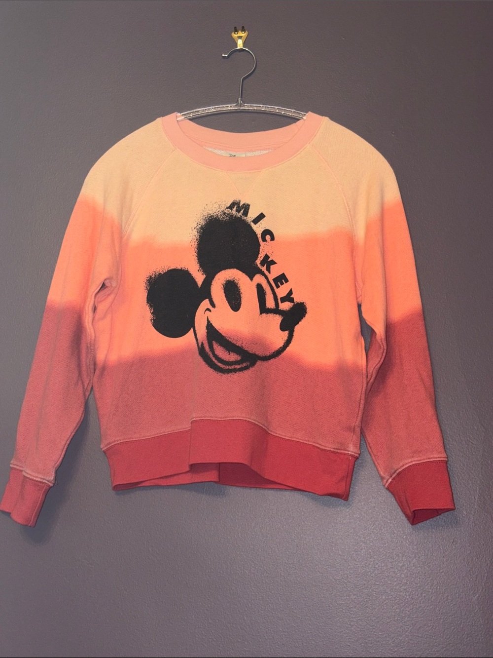 Vintage Mickey Mouse Ombre Orange Crewneck Sweatshirt Medium